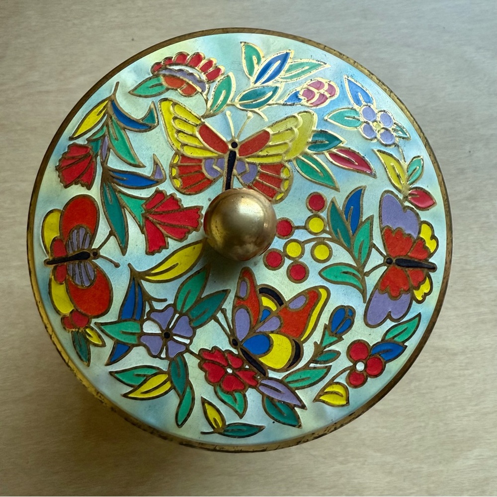 Floral Butterfly Decorative Tin Colorful Floral Design Storage - Picture 10 of 15